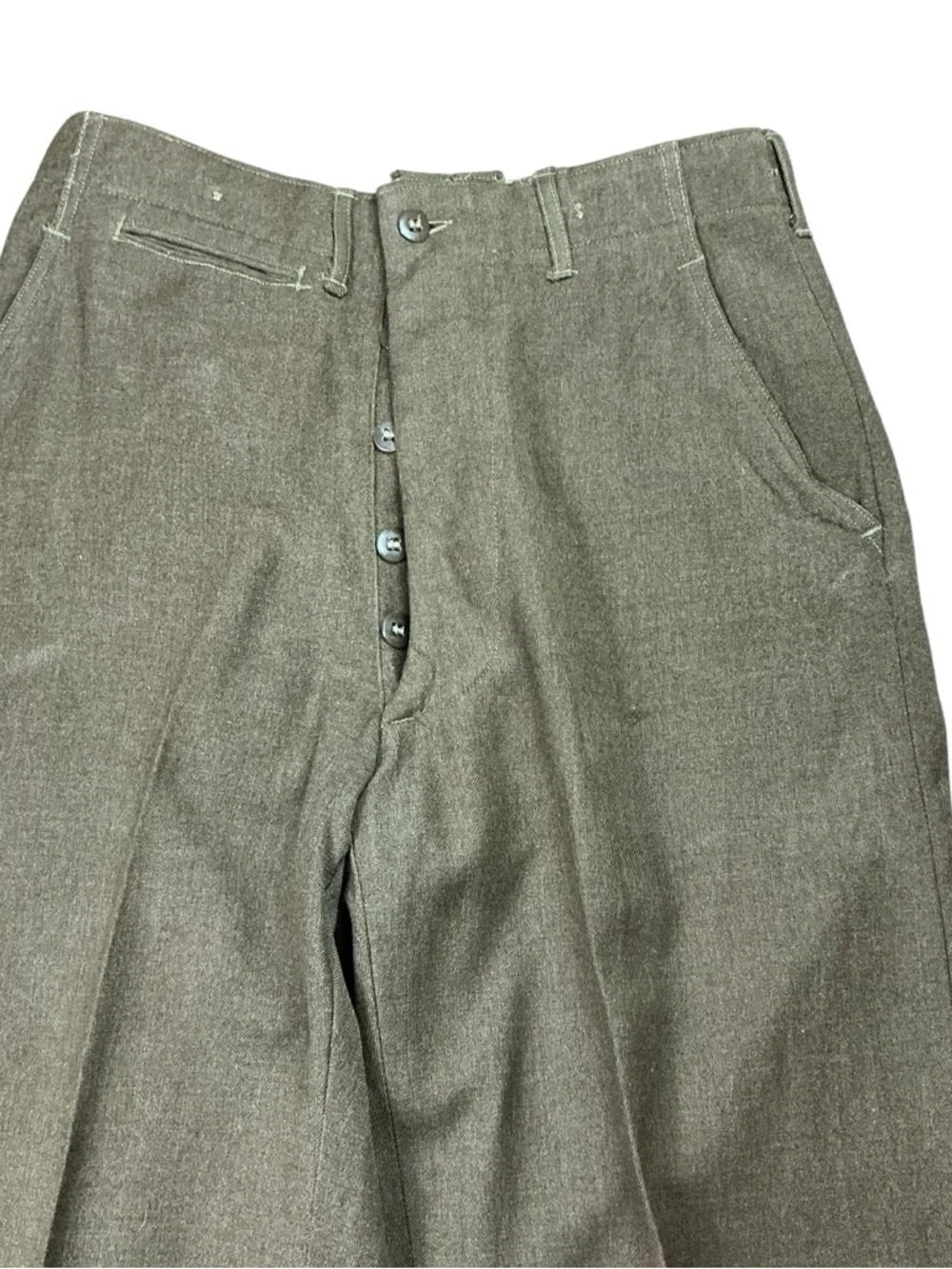 Vintage 1940s US military wool high waist button fly trousers 30x28 USA